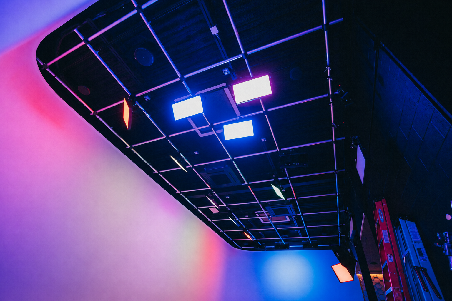 The CAVE cyclorama wall and overhead RGB lighting